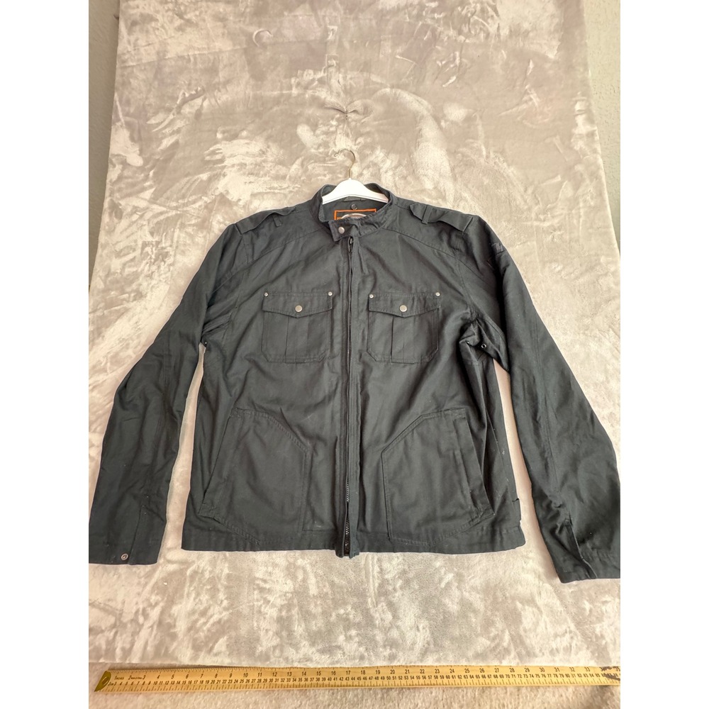 Custom Bilt BLT 5 Mens Black Cotton Canvas Motorcycle Jacket XL Full Zip Utility